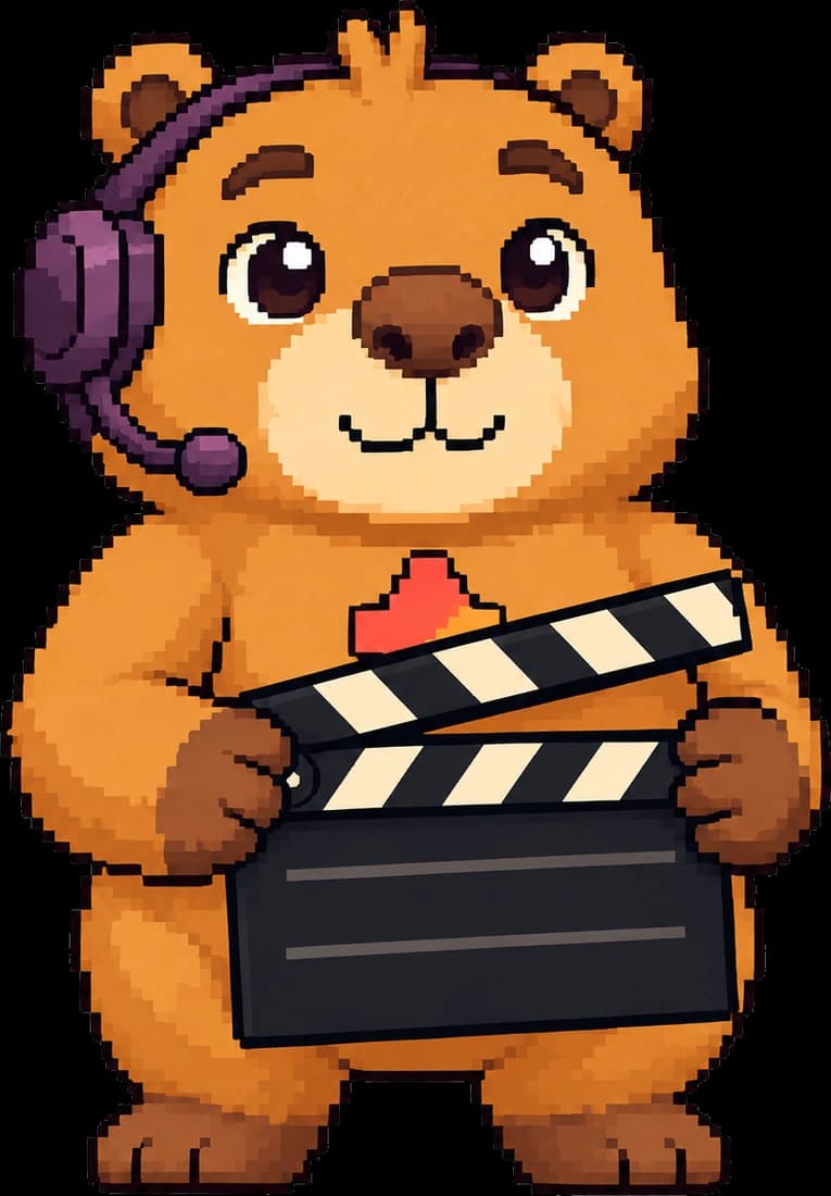 Mi welcoming you with a clapperboard