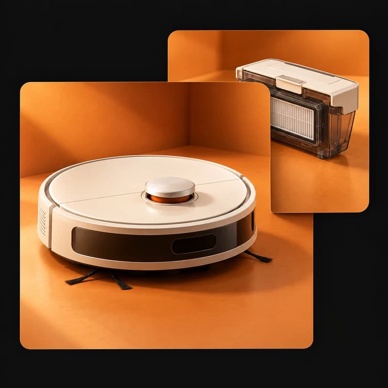 Illustrative example: robot vacuum and a detail of its compartment